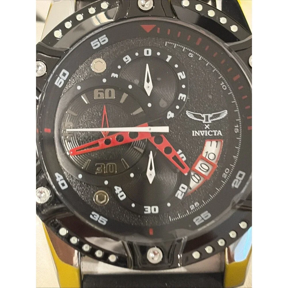 Invicta S1 Rally 69848 Men’s Chronograph Black Red Dial Leather Strap New In Box